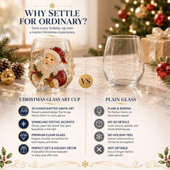 🎄✨ 3D Christmas Glass Art Cup | Luxury Raised Holiday Glassware for Drinks, Decor & Christmas Gifts 🎁