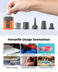 Ultra-Fast Mini Electric Air Pump with Camping Light & 2600mAh Battery