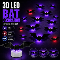 3D LED Bat Wall Decorations for Halloween