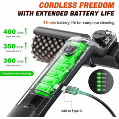 Glidex™ 3-Speed Electric Rotating Grill Cleaning Brush—Effortlessly removes stubborn stains