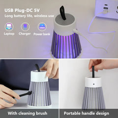 2-in-1 USB Bug Zapper Lamp with LED Light for Indoor & Outdoor Use