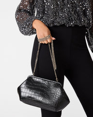 NOVAK BAG BLACK CROCODILE