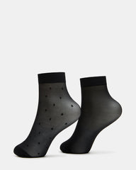 3 PACK DITSY DOT SHEER ANKLET BLACK