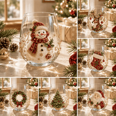 🎄✨ 3D Christmas Glass Art Cup | Luxury Raised Holiday Glassware for Drinks, Decor & Christmas Gifts 🎁