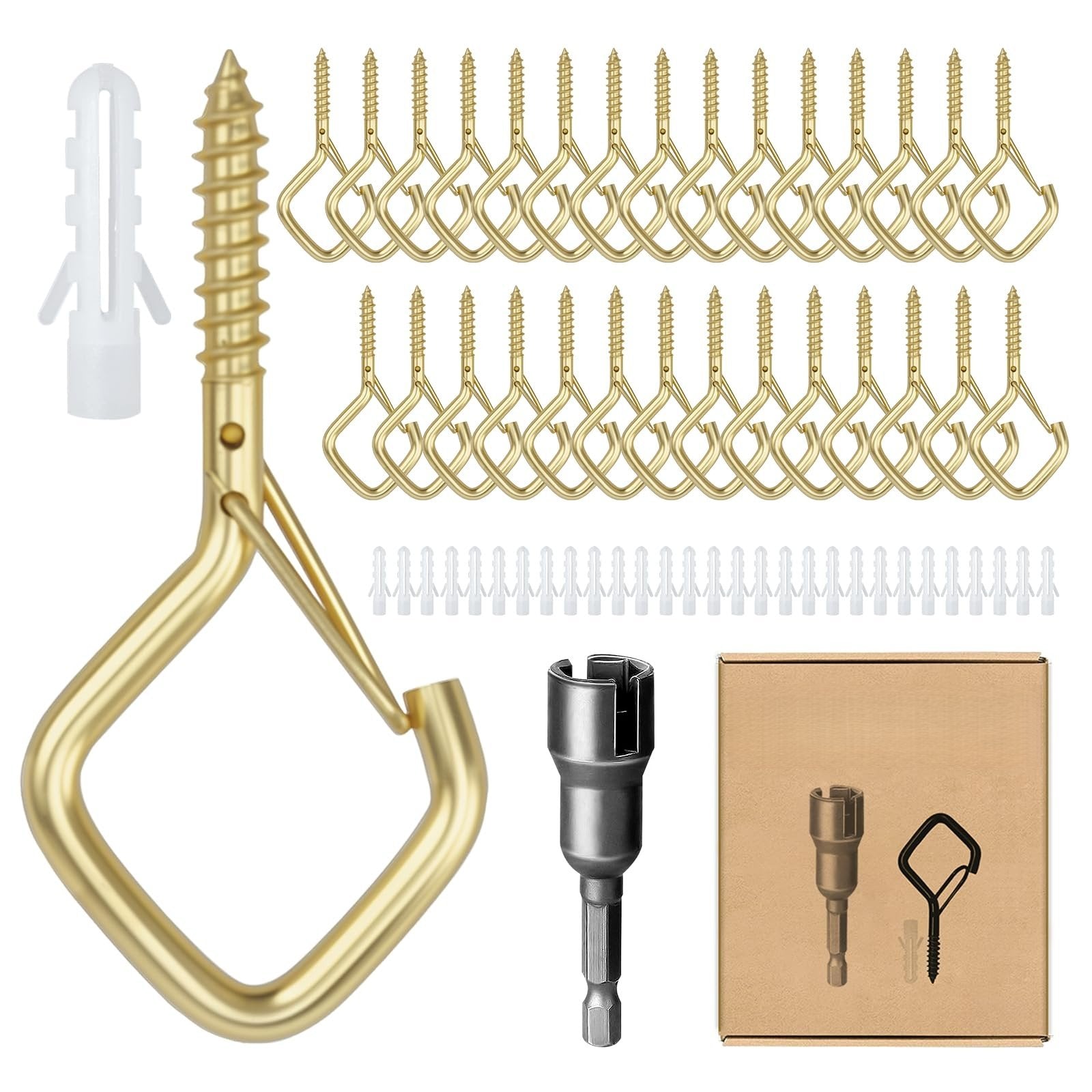 30-Piece Heavy Duty Outdoor String Light Hooks with Safety Buckle