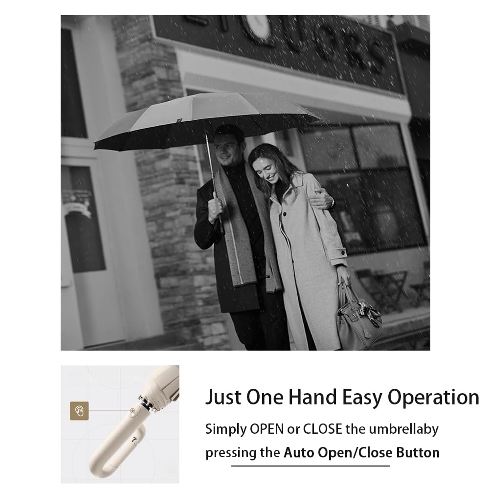 Automatic Travel Umbrella with Hook Handle