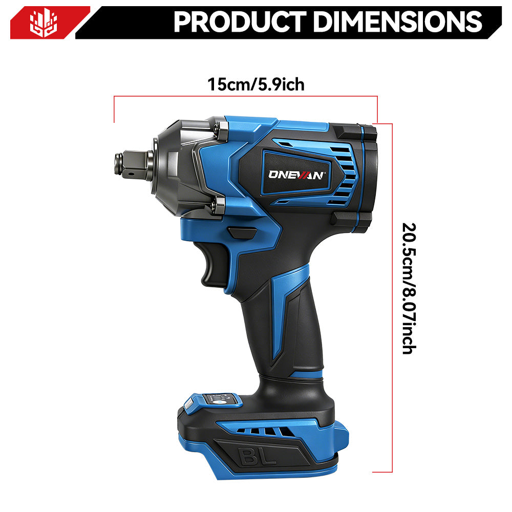 ONEVAN 1/2" 1200N·m Brushless Cordless Impact Wrench | For Makita 18V Battery
