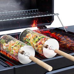 Premium Rolling Grill Basket Set