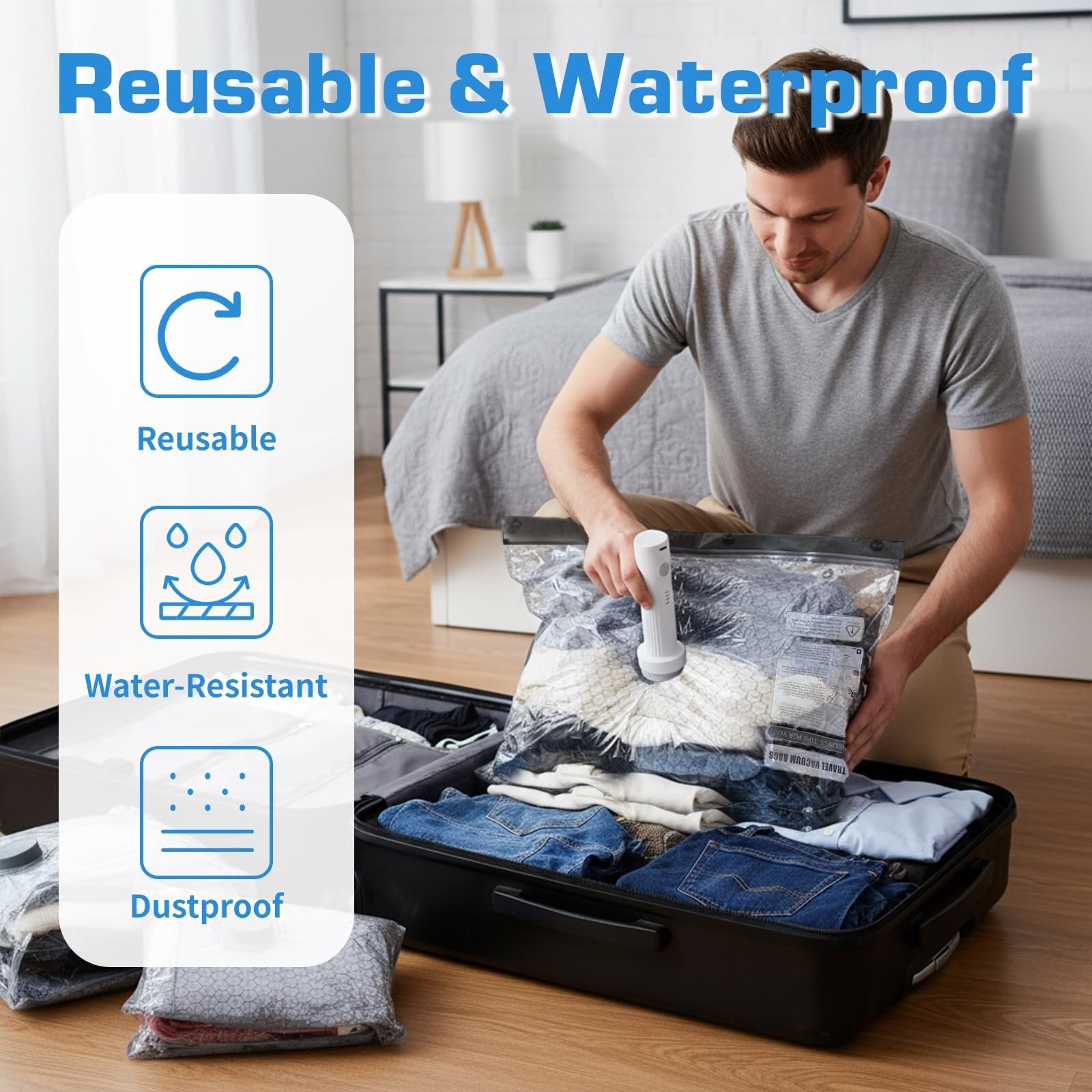 9-Pack Vacuum Storage Bags with Portable Electric Pump