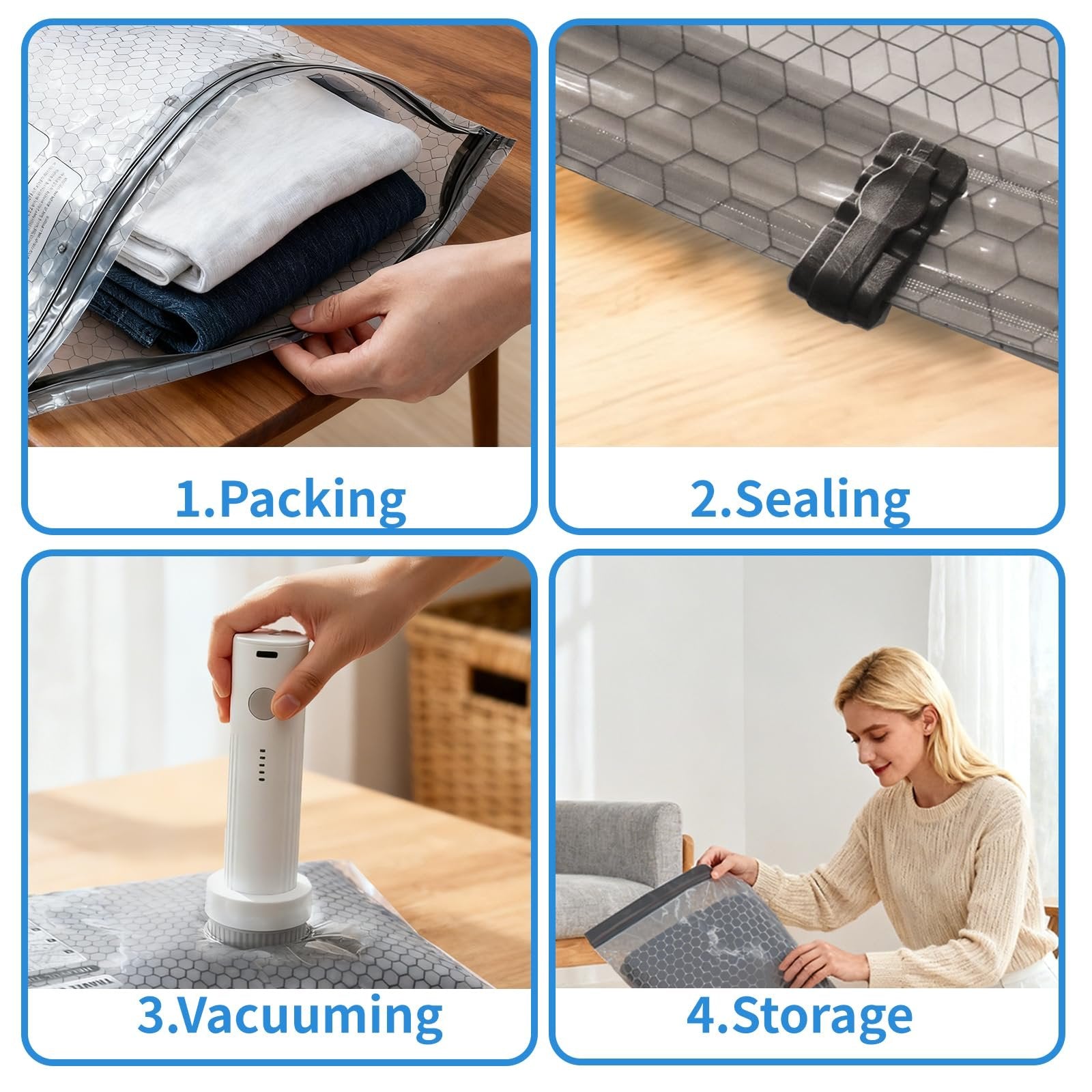 9-Pack Vacuum Storage Bags with Portable Electric Pump