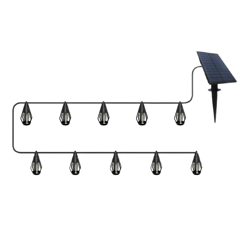 Solar Flickering Flame Outdoor String Lights