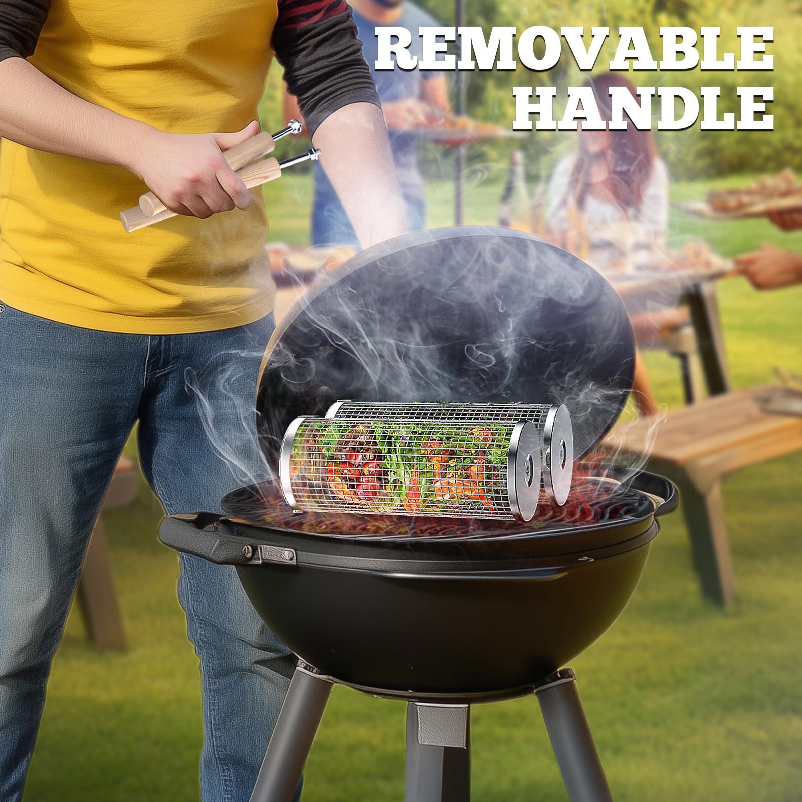 Premium Rolling Grill Basket Set