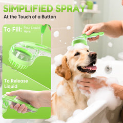 2-in-1 Pet Bath Brush with Shampoo Dispenser for Dogs and Cats