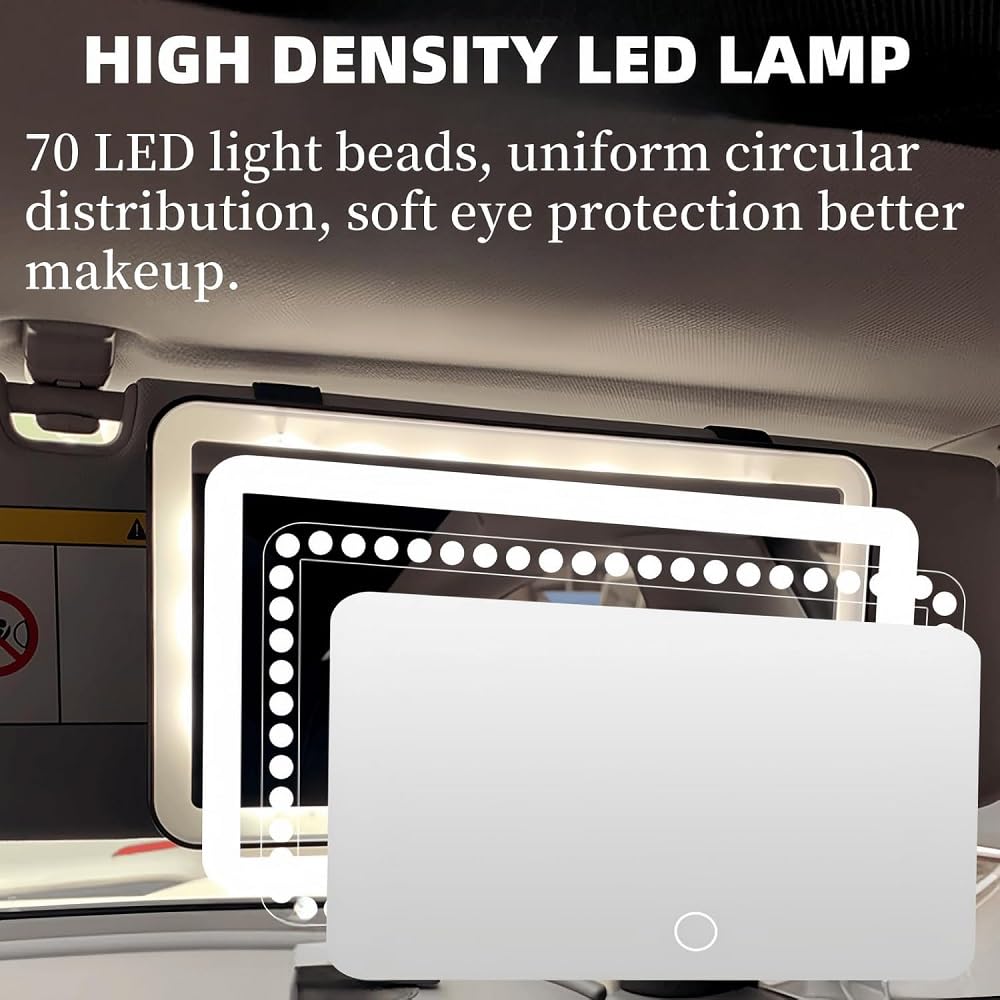 Rechargeable LED Car Sun Visor Makeup Mirror