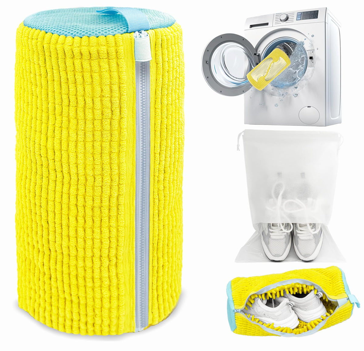 Reusable Shoe Washing Machine Bag with Microfiber Bristles