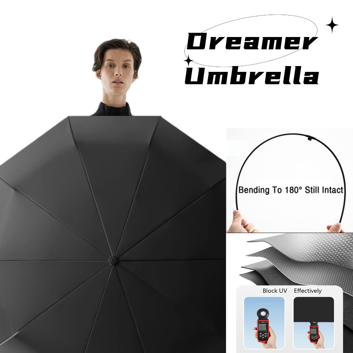 Automatic Travel Umbrella with Hook Handle