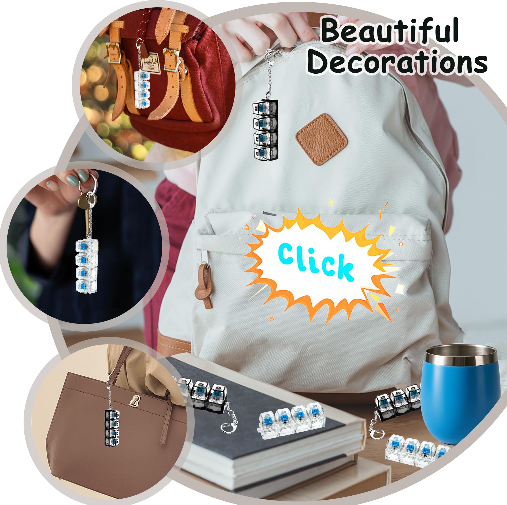 2PCS 4-Key Mechanical Keyboard Fidget Keychain