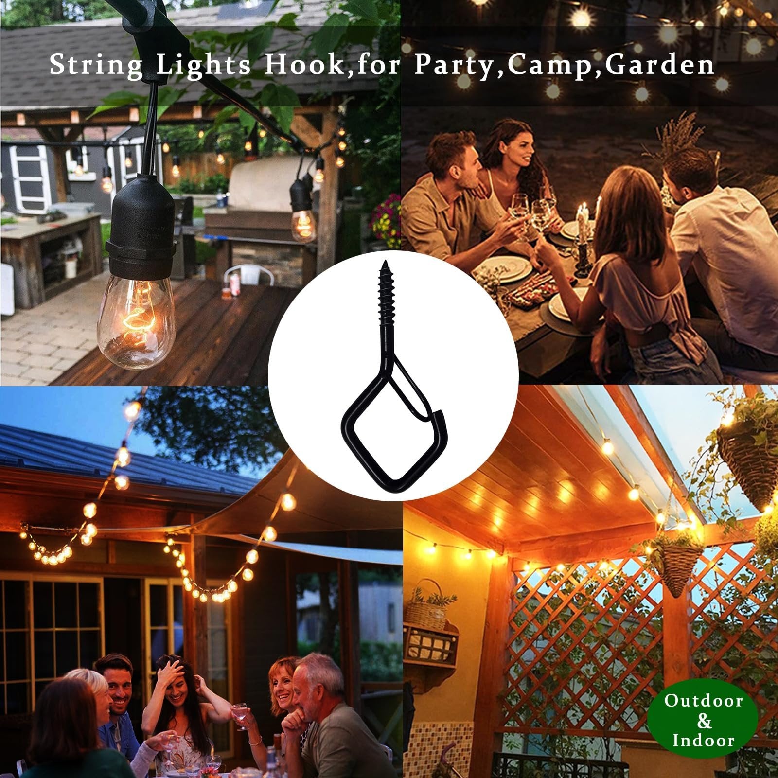 30-Piece Heavy Duty Outdoor String Light Hooks with Safety Buckle