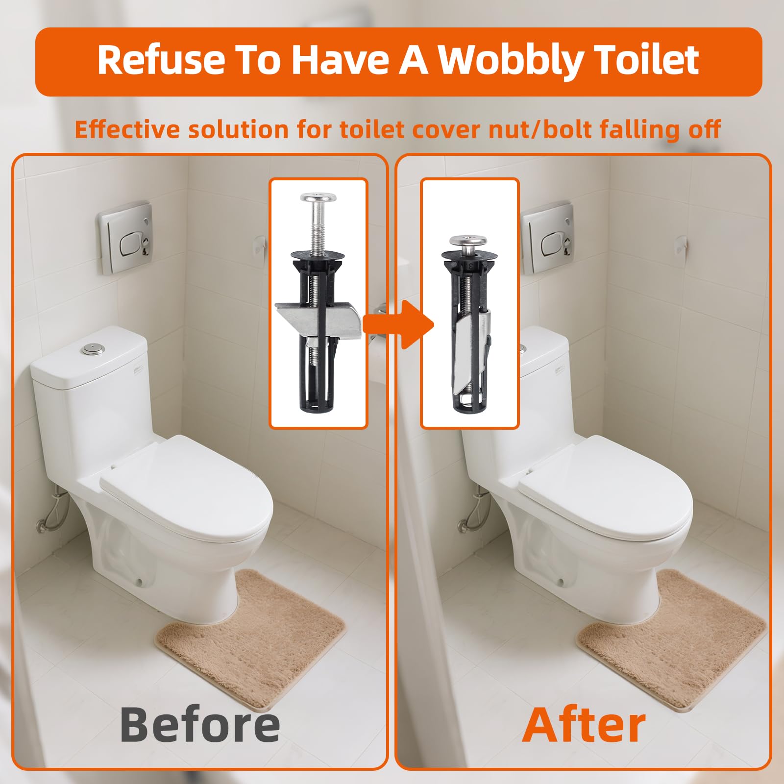 Universal Anti-Wobble Toilet Seat Mounting Kit