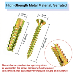 100-Piece Heavy Duty Metal Wall Anchors and Screws Set