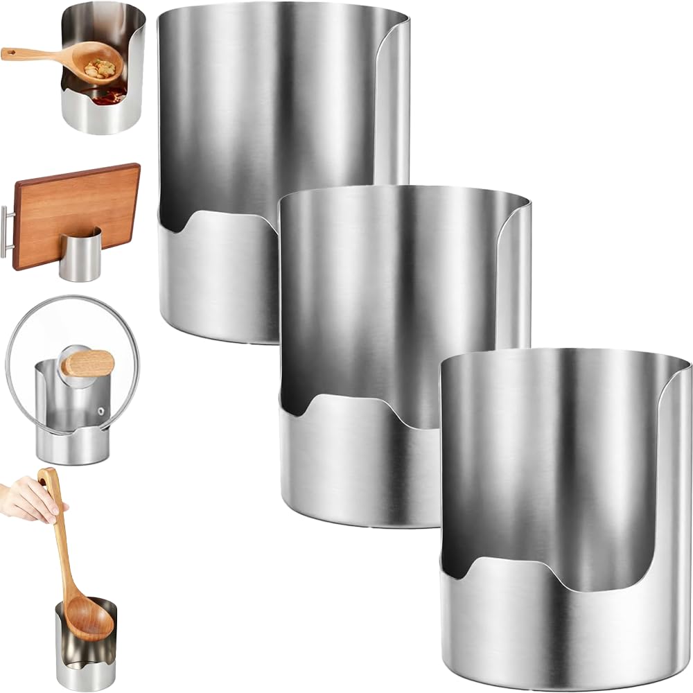 Stainless Steel Utensil Holder & Pot Lid Organizer