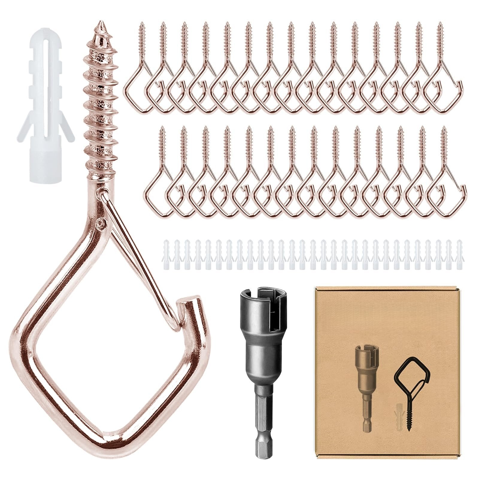 30-Piece Heavy Duty Outdoor String Light Hooks with Safety Buckle