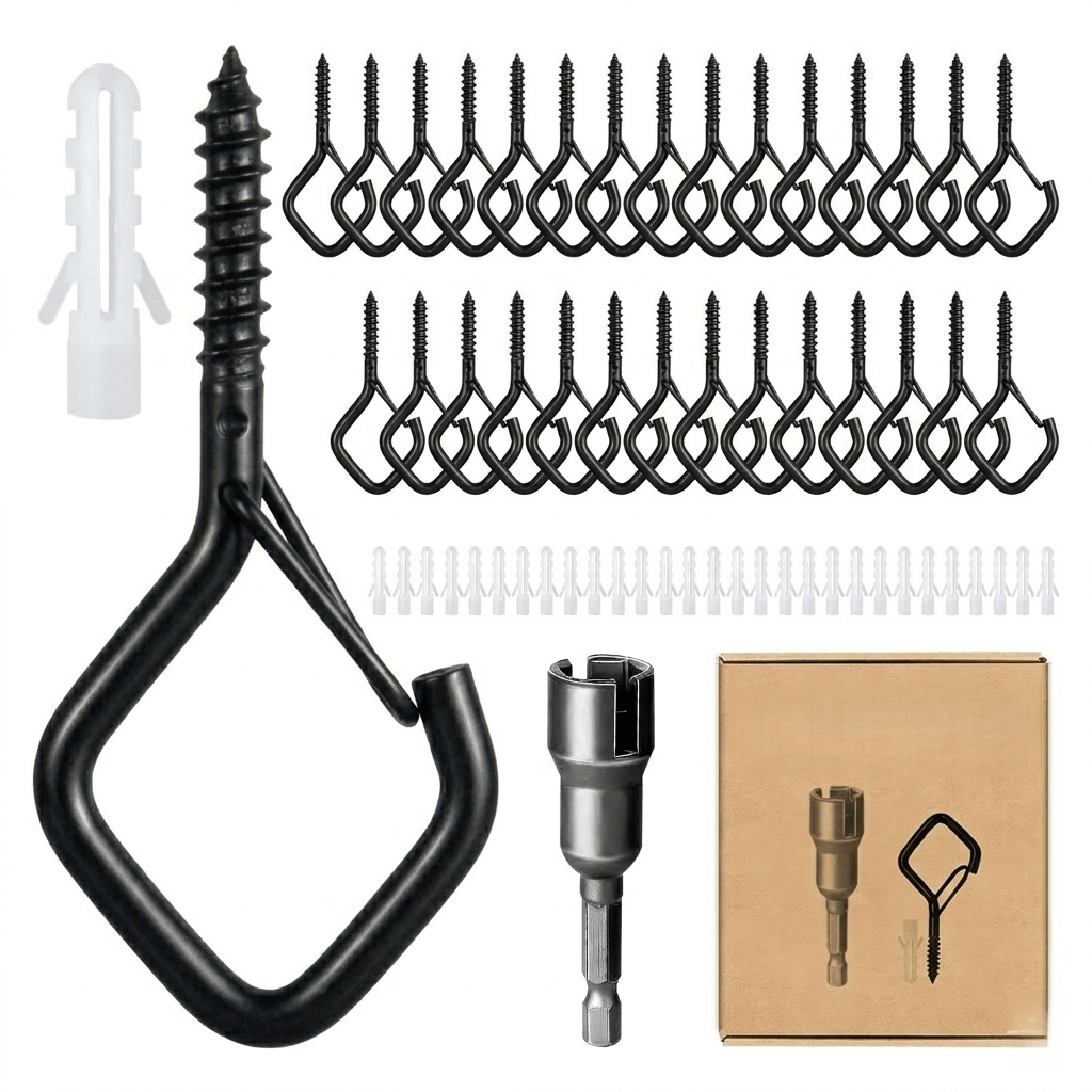 30-Piece Heavy Duty Outdoor String Light Hooks with Safety Buckle