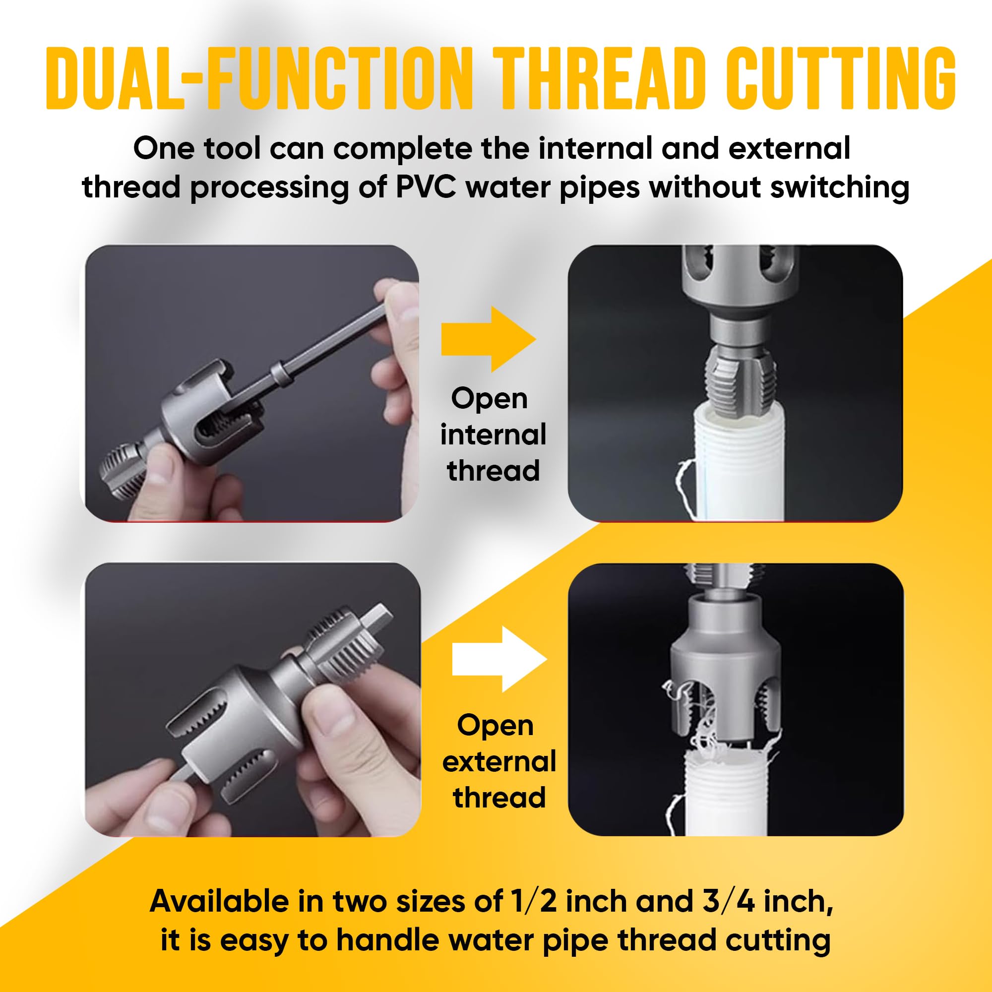 2-in-1 Internal & External PVC Pipe Threading Tool Kit