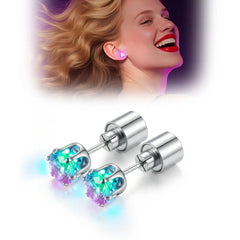 Light-Up LED Diamond Crown Stud Earrings for Party & Nightlife