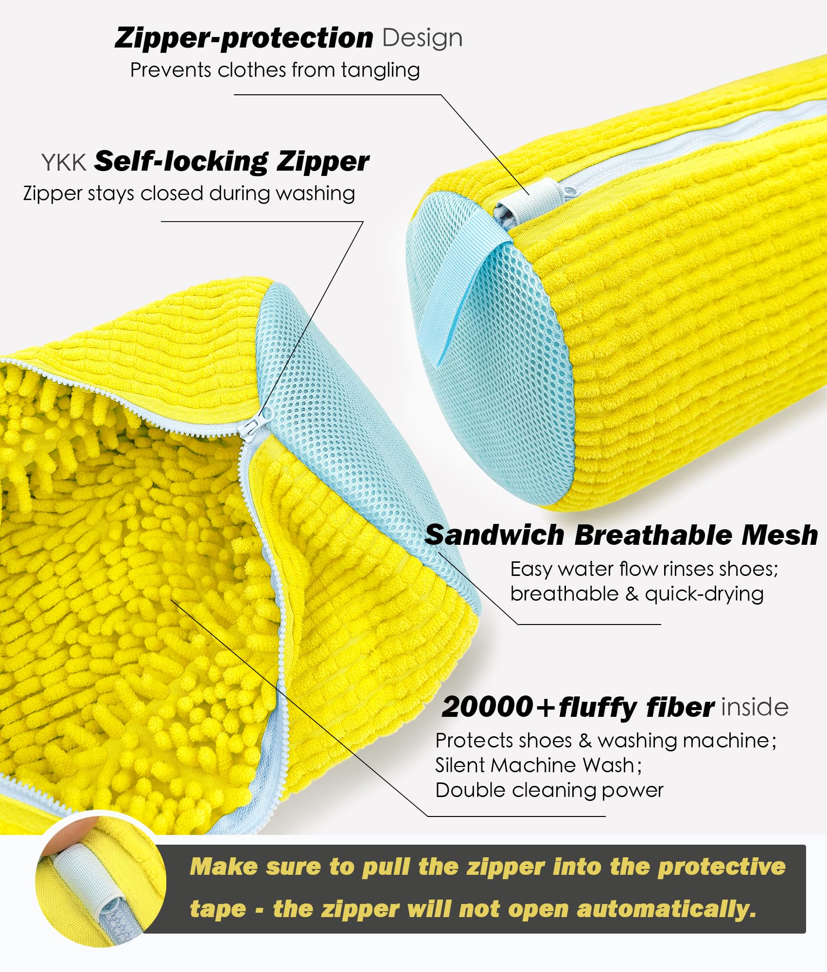 Reusable Shoe Washing Machine Bag with Microfiber Bristles