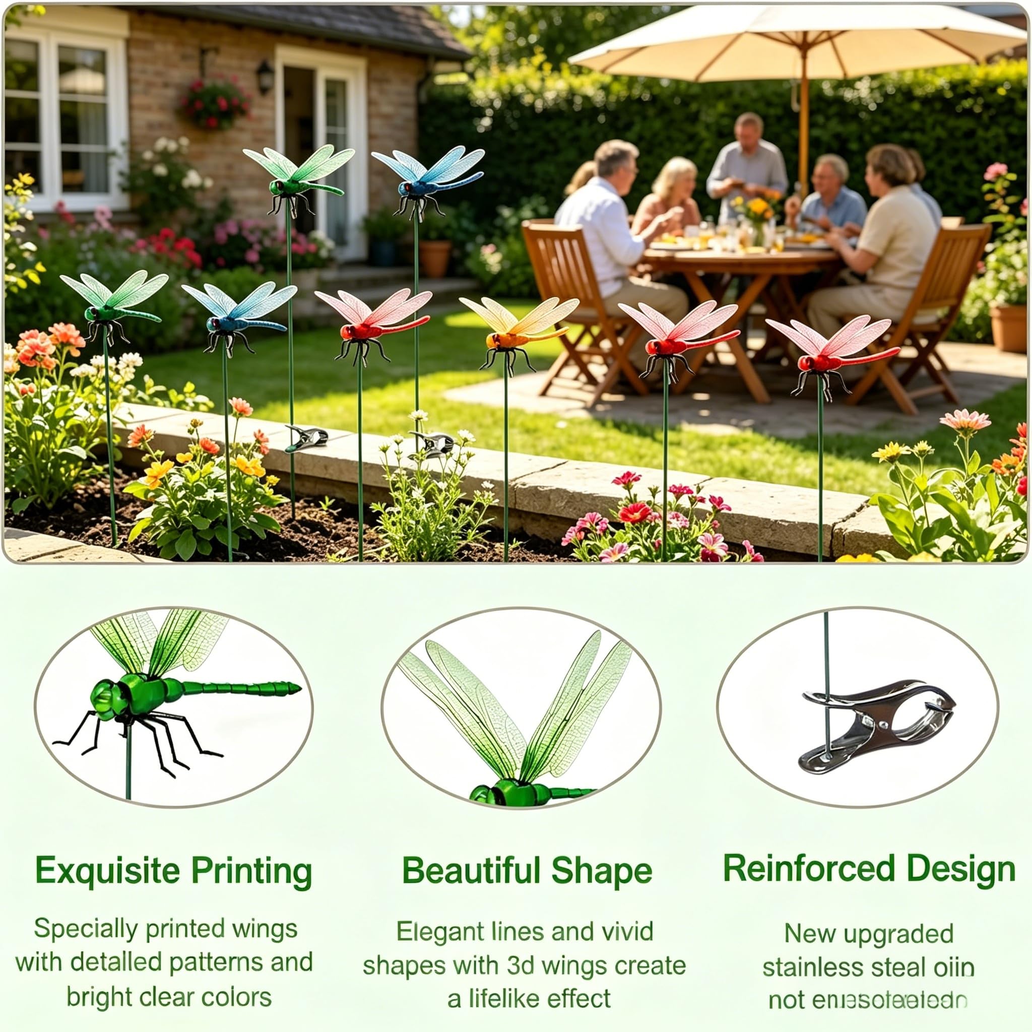 12-Pack Realistic Dragonfly Clips Bug Repellent for Garden & Outdoor