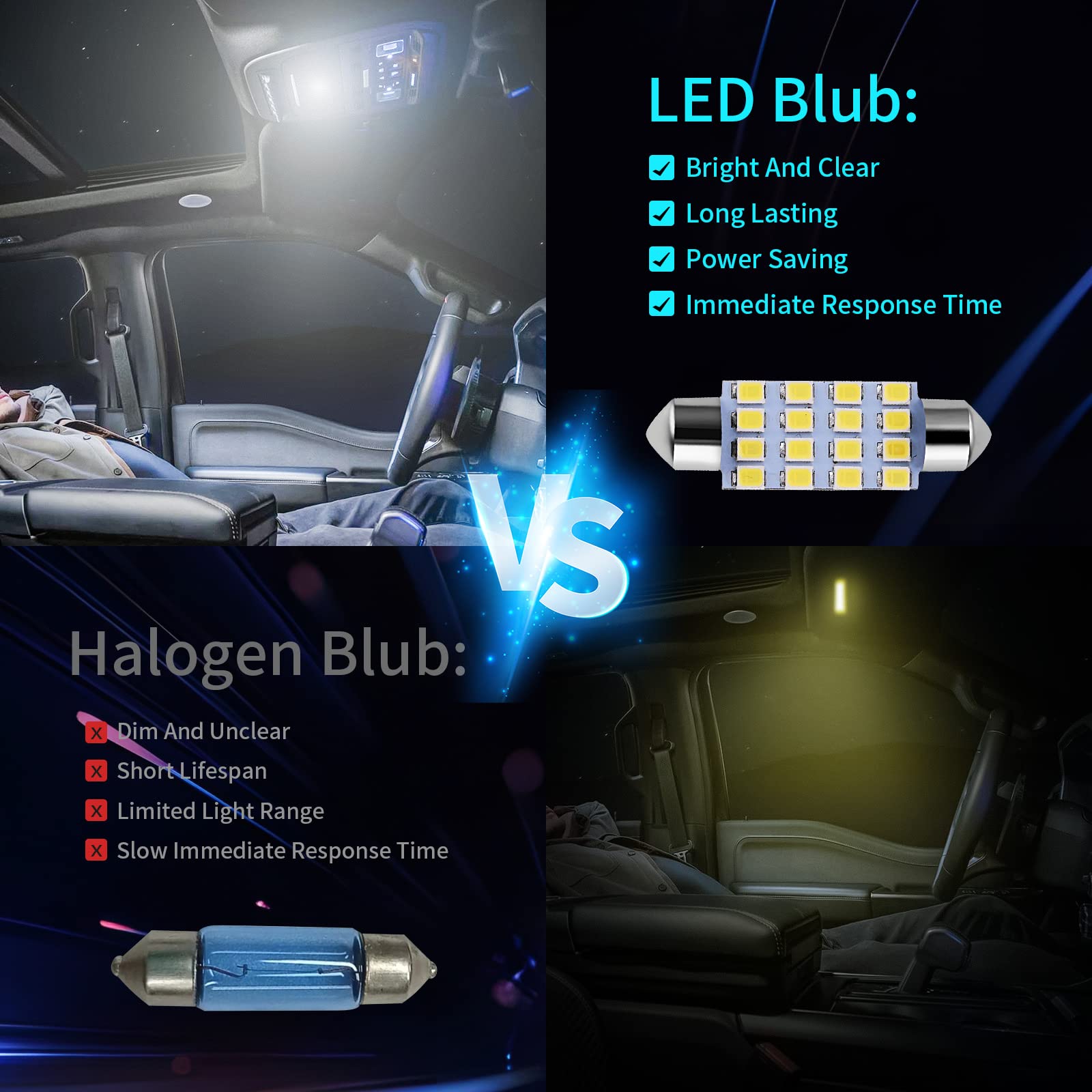 42PCS Universal LED Car Interior Light Bulb Kit