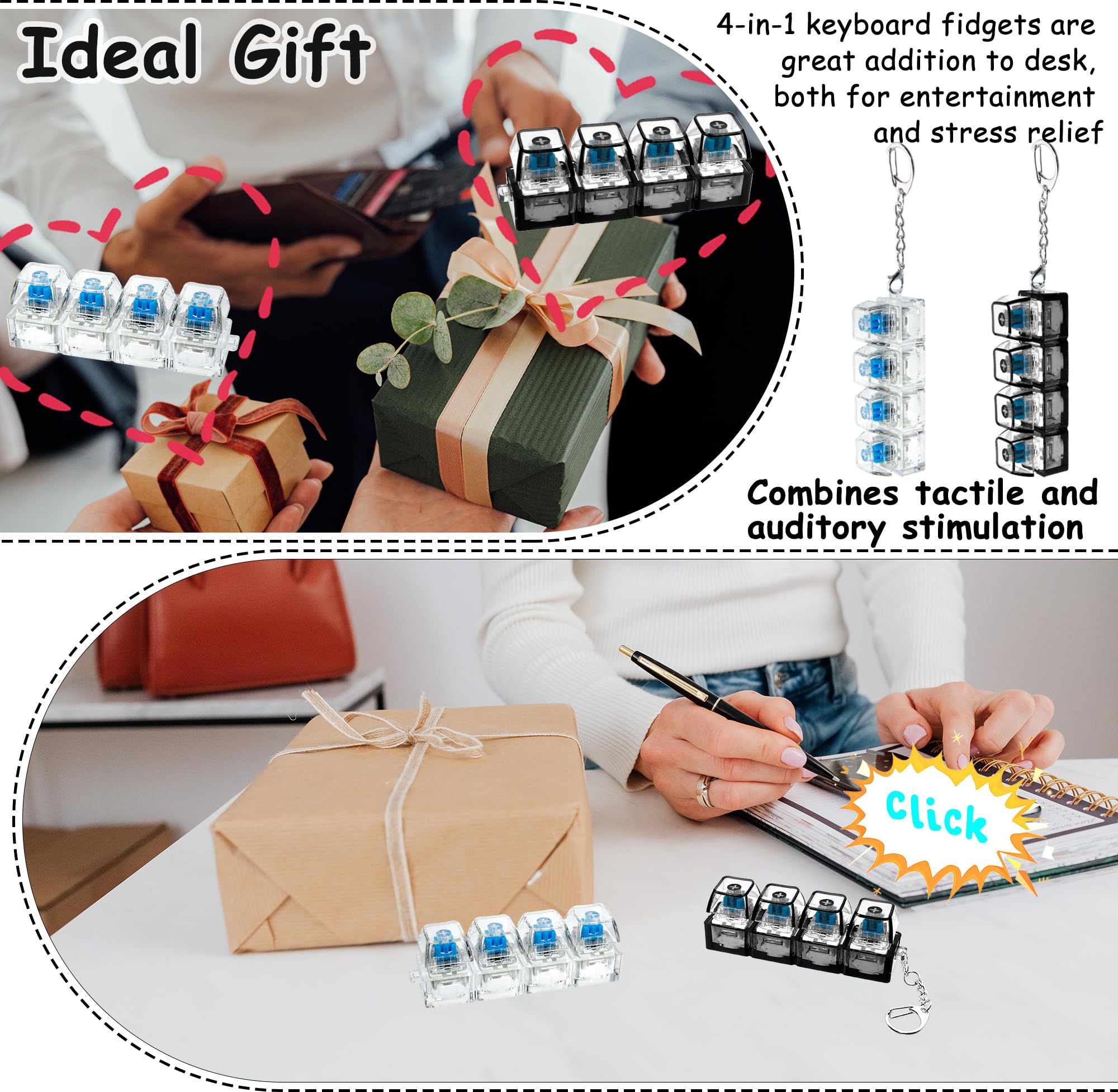 2PCS 4-Key Mechanical Keyboard Fidget Keychain