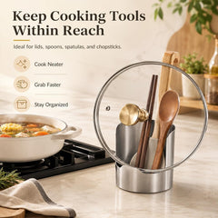 Stainless Steel Utensil Holder & Pot Lid Organizer