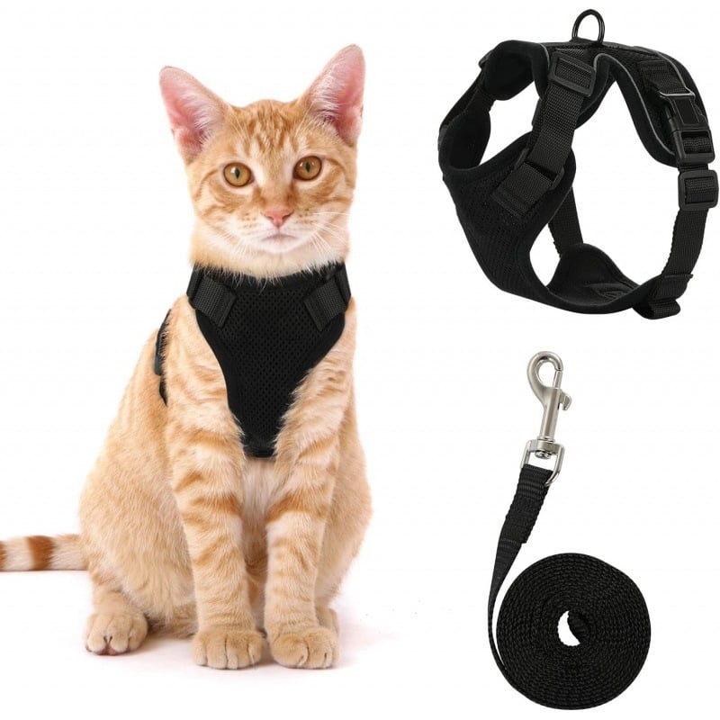 Escape-Proof Reflective Cat Harness and Leash Set