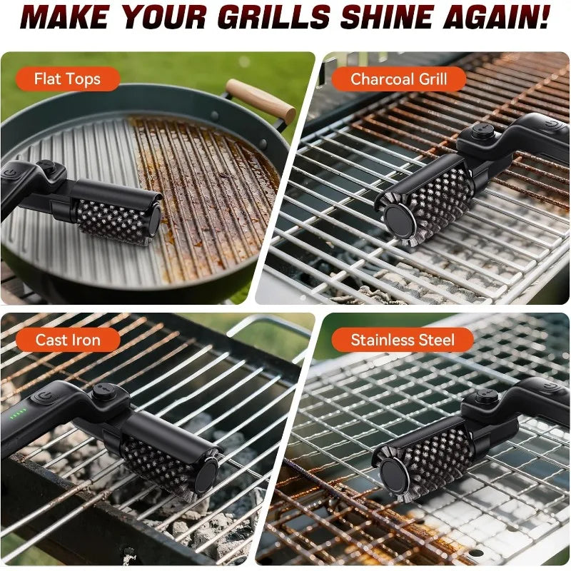 Glidex™ 3-Speed Electric Rotating Grill Cleaning Brush—Effortlessly removes stubborn stains