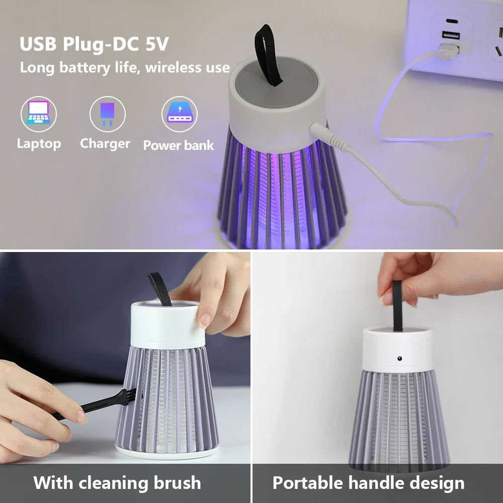 2-in-1 USB Bug Zapper Lamp with LED Light for Indoor & Outdoor Use
