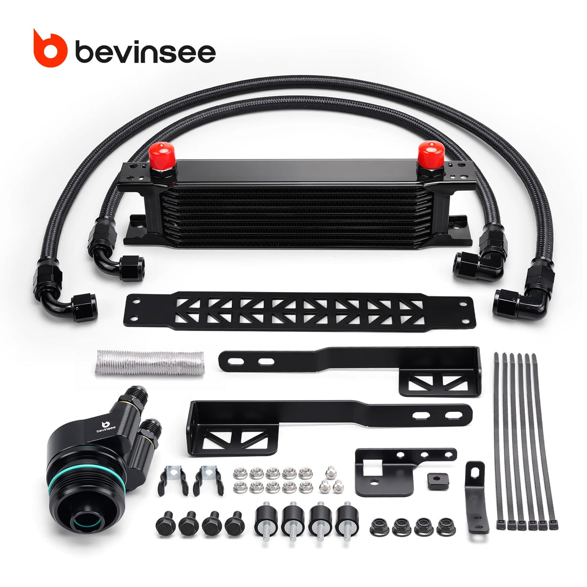 BEVINSEE 10 Rows Oil Cooler Kit For VW Golf 7 GTI/R 2013-2020