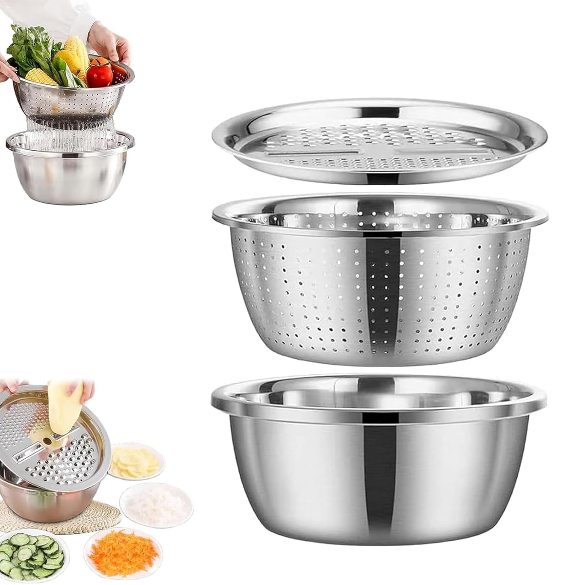 3-in-1 Multifunctional Stainless Steel Basin Set