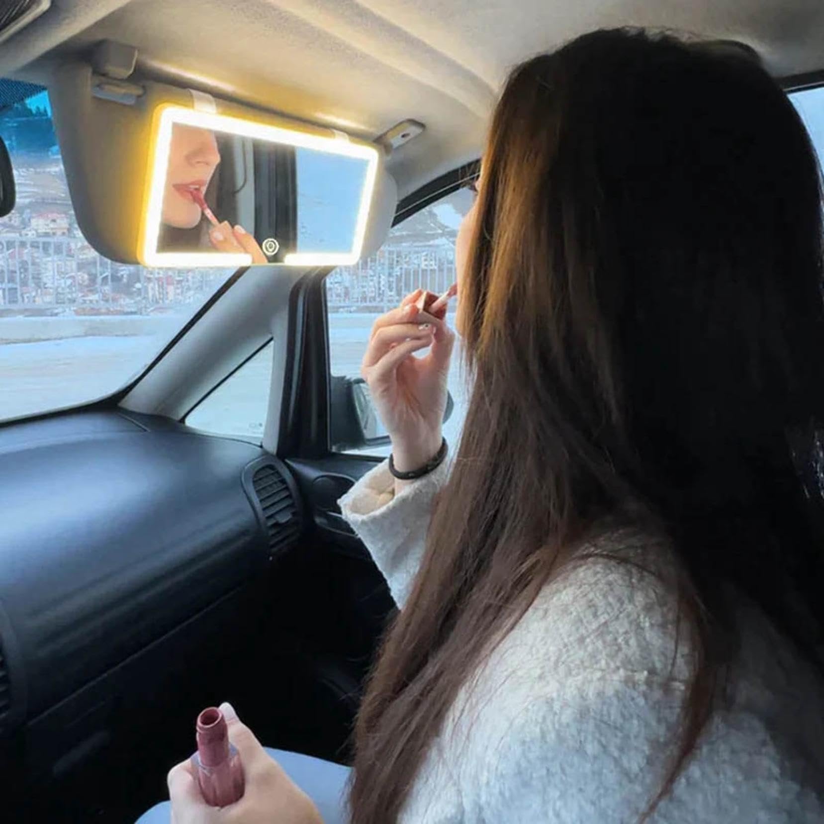 Rechargeable LED Car Sun Visor Makeup Mirror