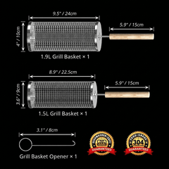 Premium Rolling Grill Basket Set