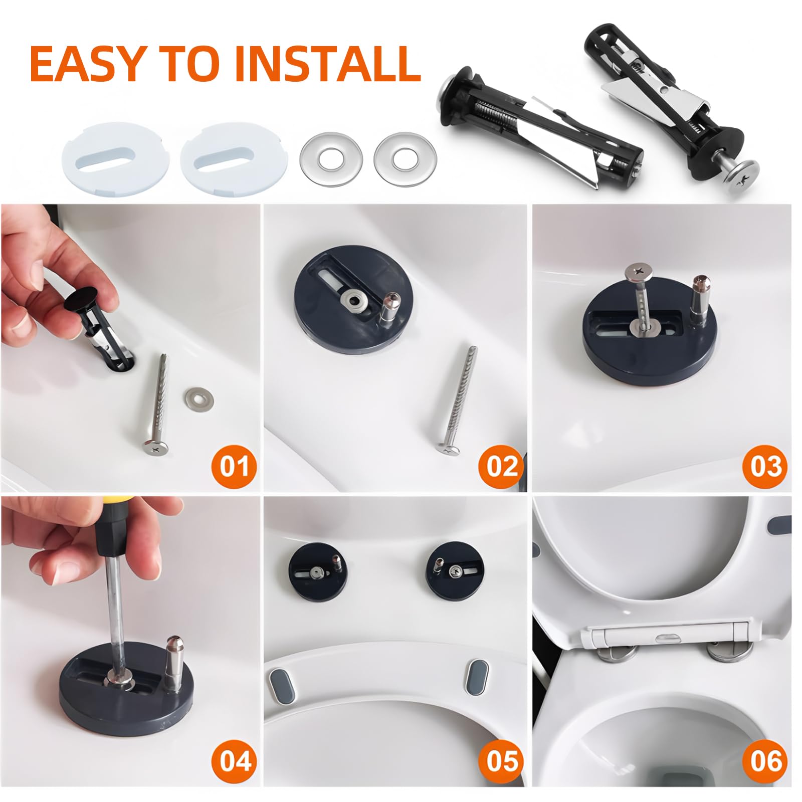 Universal Anti-Wobble Toilet Seat Mounting Kit