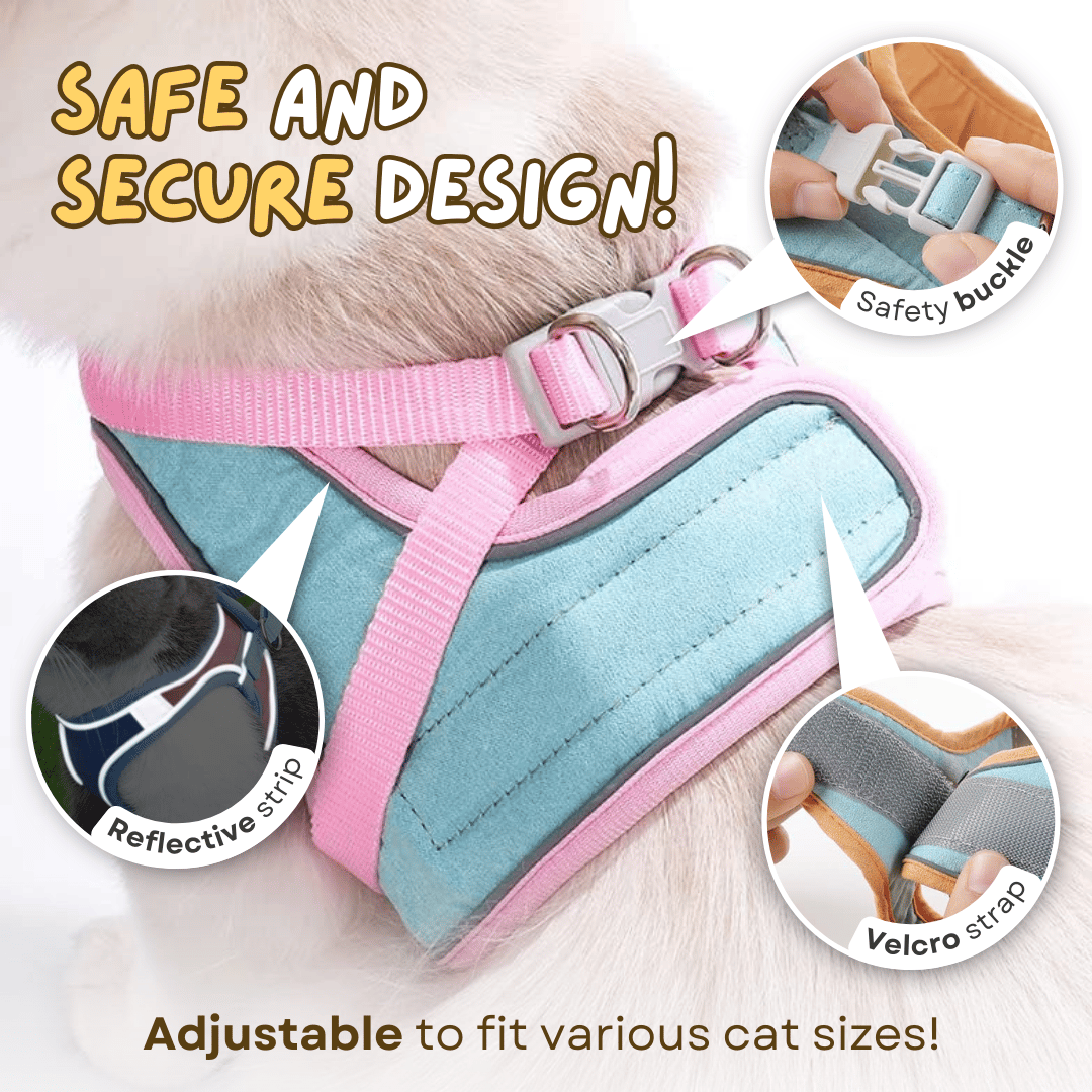 Escape-Proof Reflective Cat Harness and Leash Set