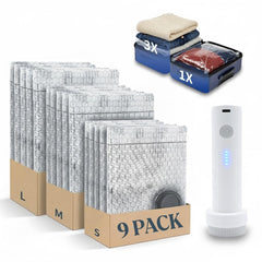 9-Pack Vacuum Storage Bags with Portable Electric Pump