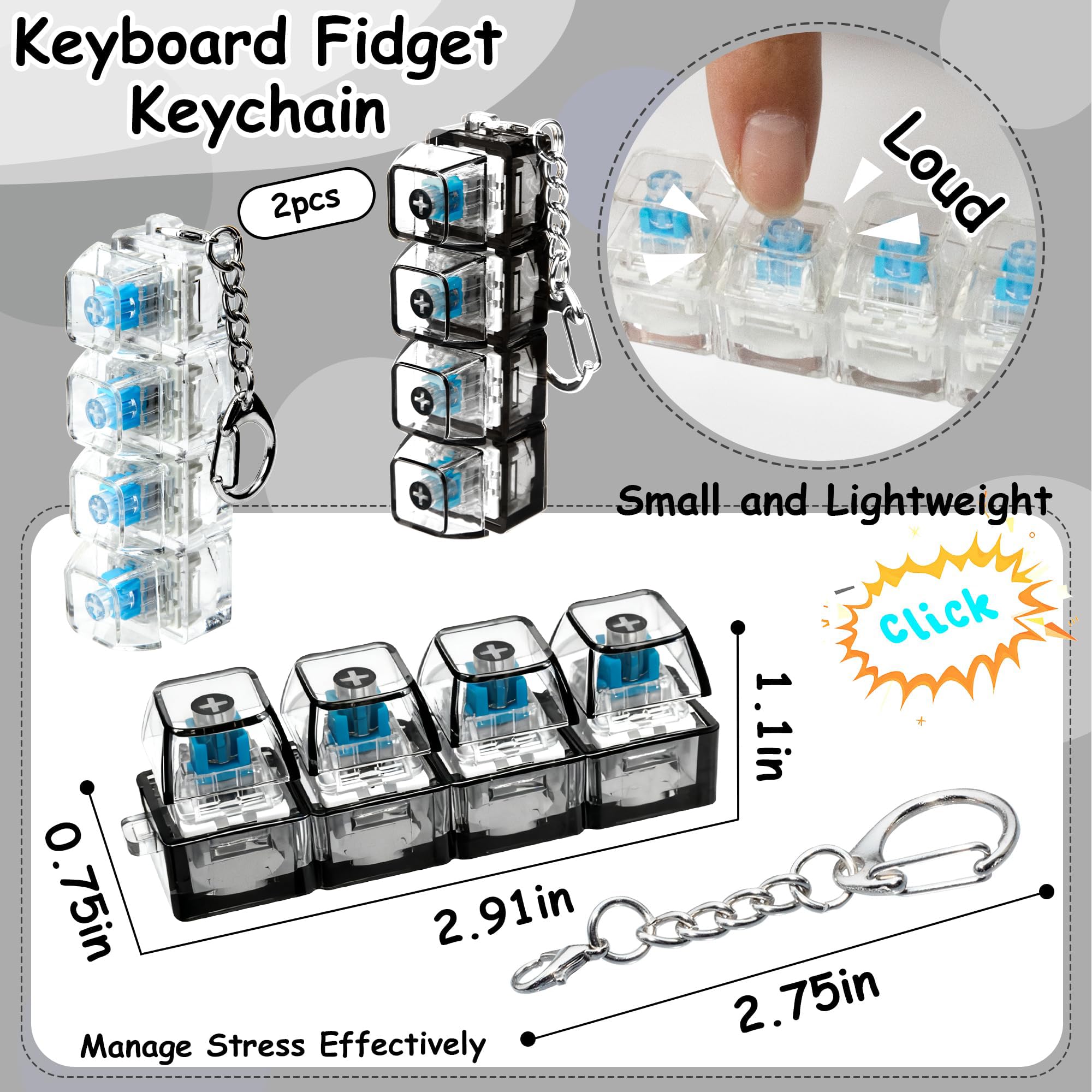 2PCS 4-Key Mechanical Keyboard Fidget Keychain