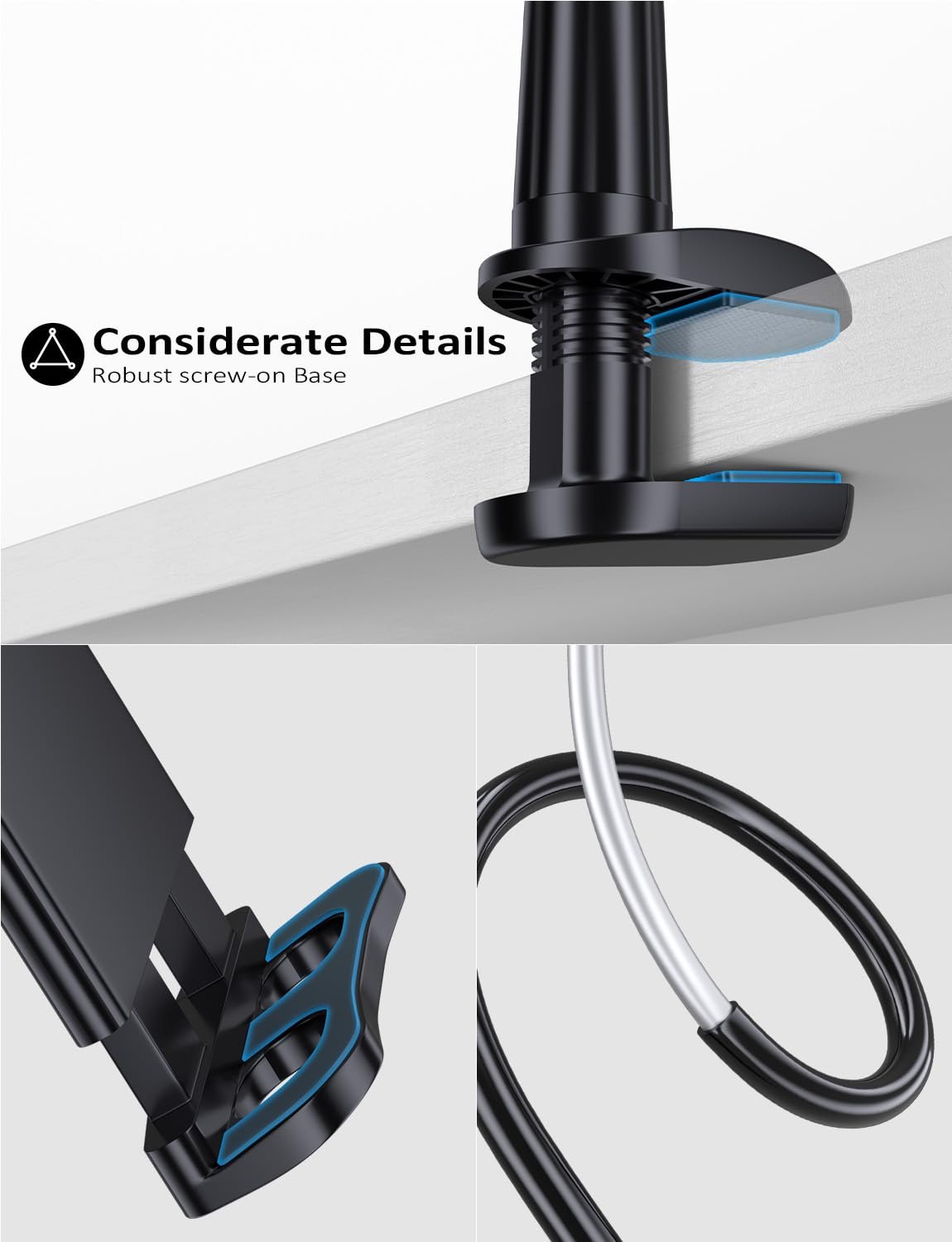 Universal Gooseneck Tablet & Kindle Holder for Bed