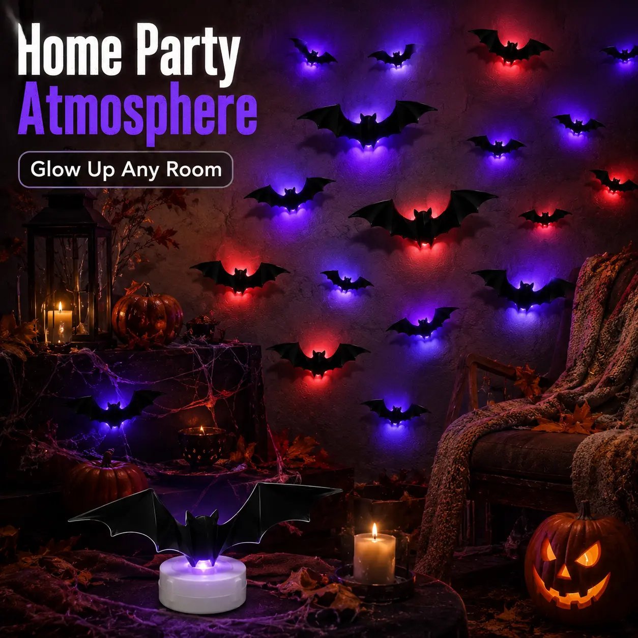 3D LED Bat Wall Decorations for Halloween