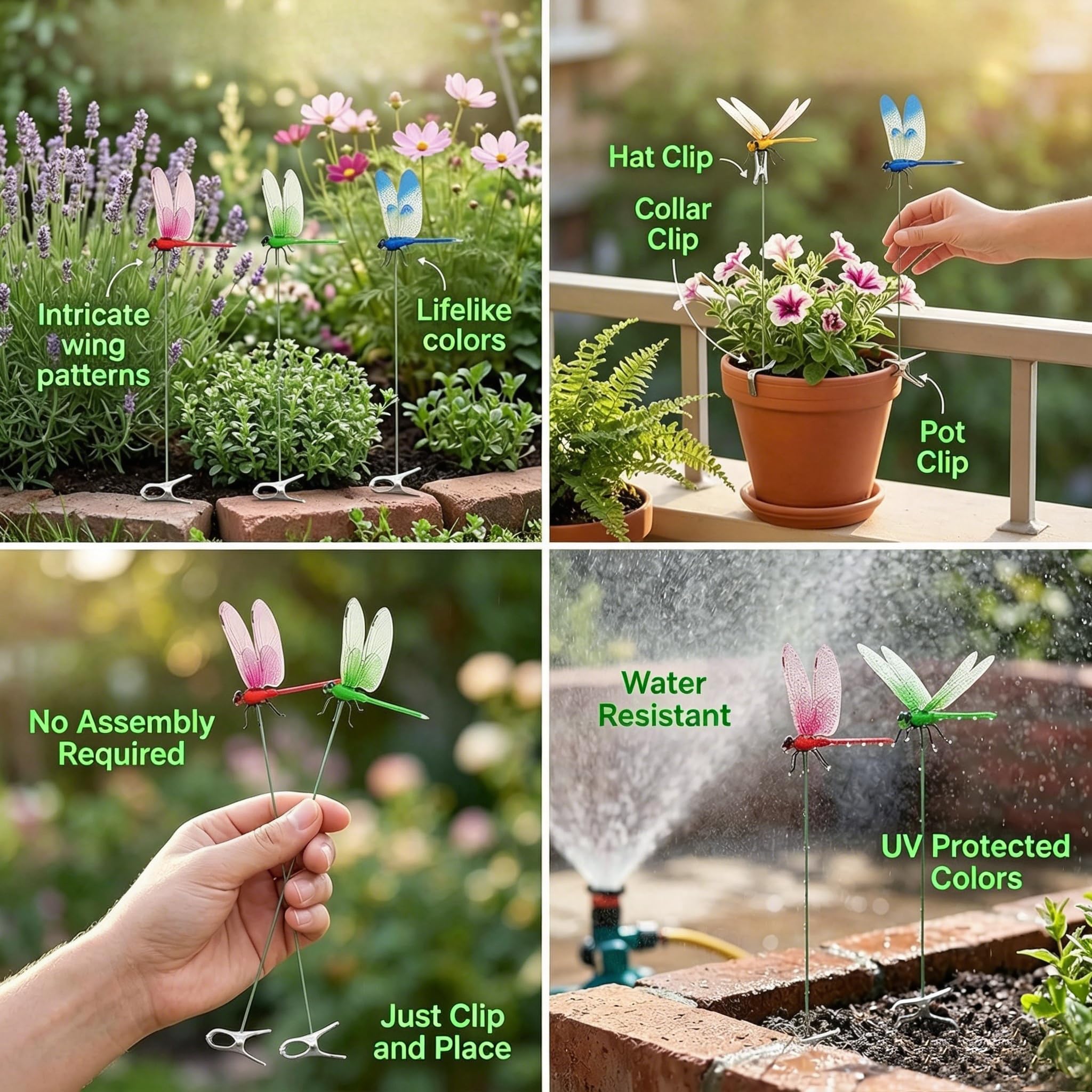12-Pack Realistic Dragonfly Clips Bug Repellent for Garden & Outdoor