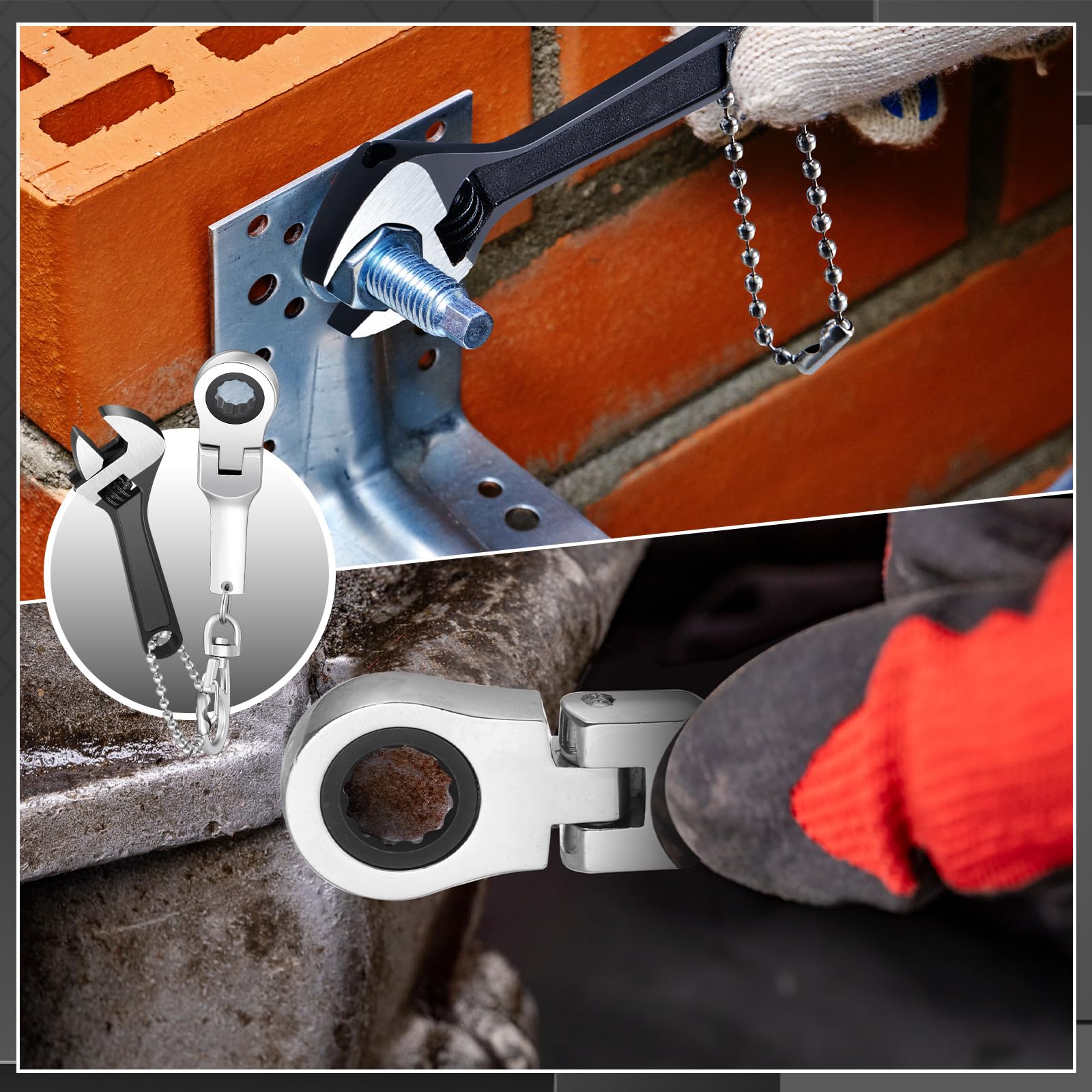 2-Piece Mini Wrench Keychain Set