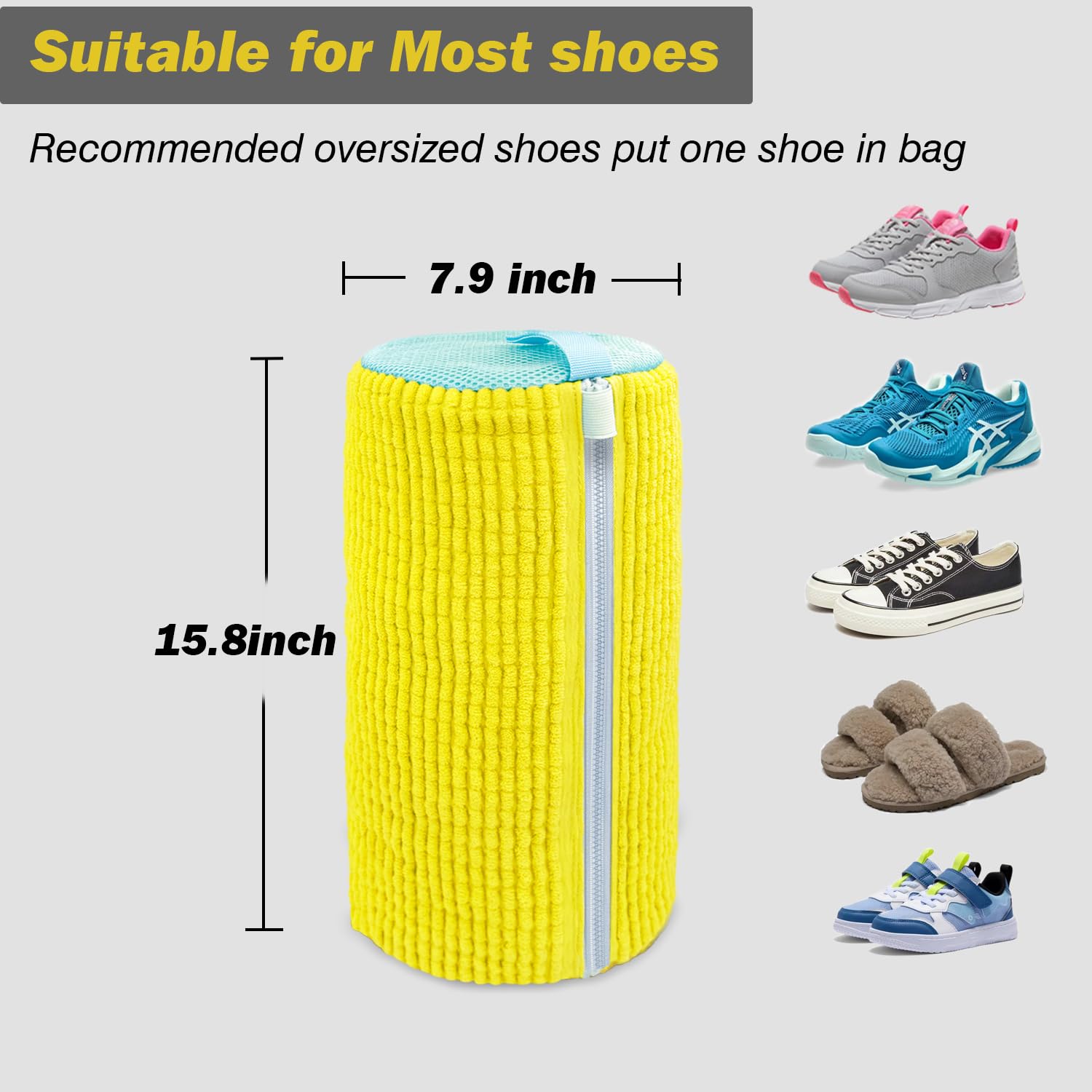 Reusable Shoe Washing Machine Bag with Microfiber Bristles